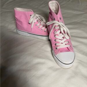 Pink High-Top Canvas Sneakers